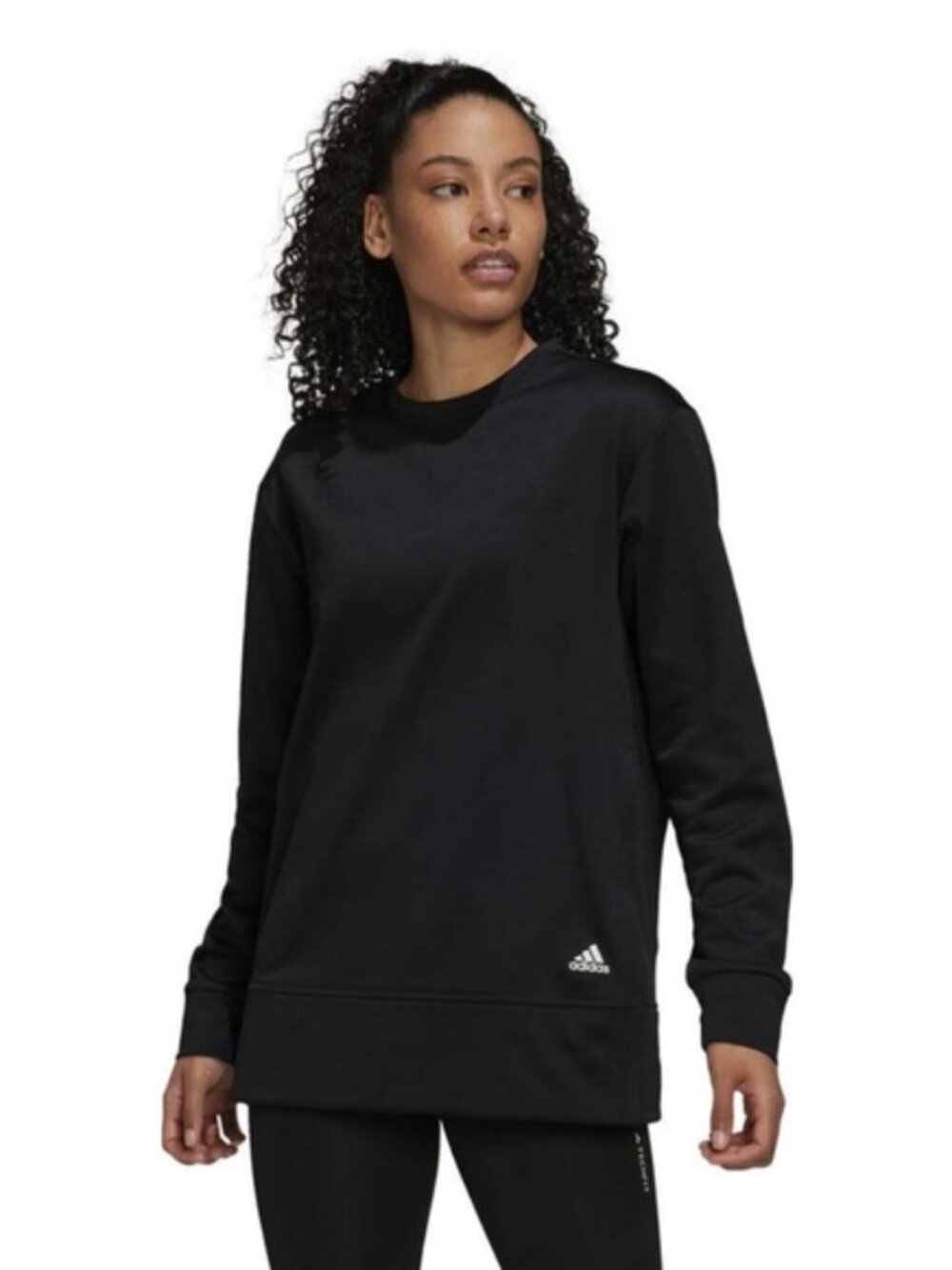 Adidas Womens Aeroready Crew Neck Sweater Black Size Small Training Zip Side